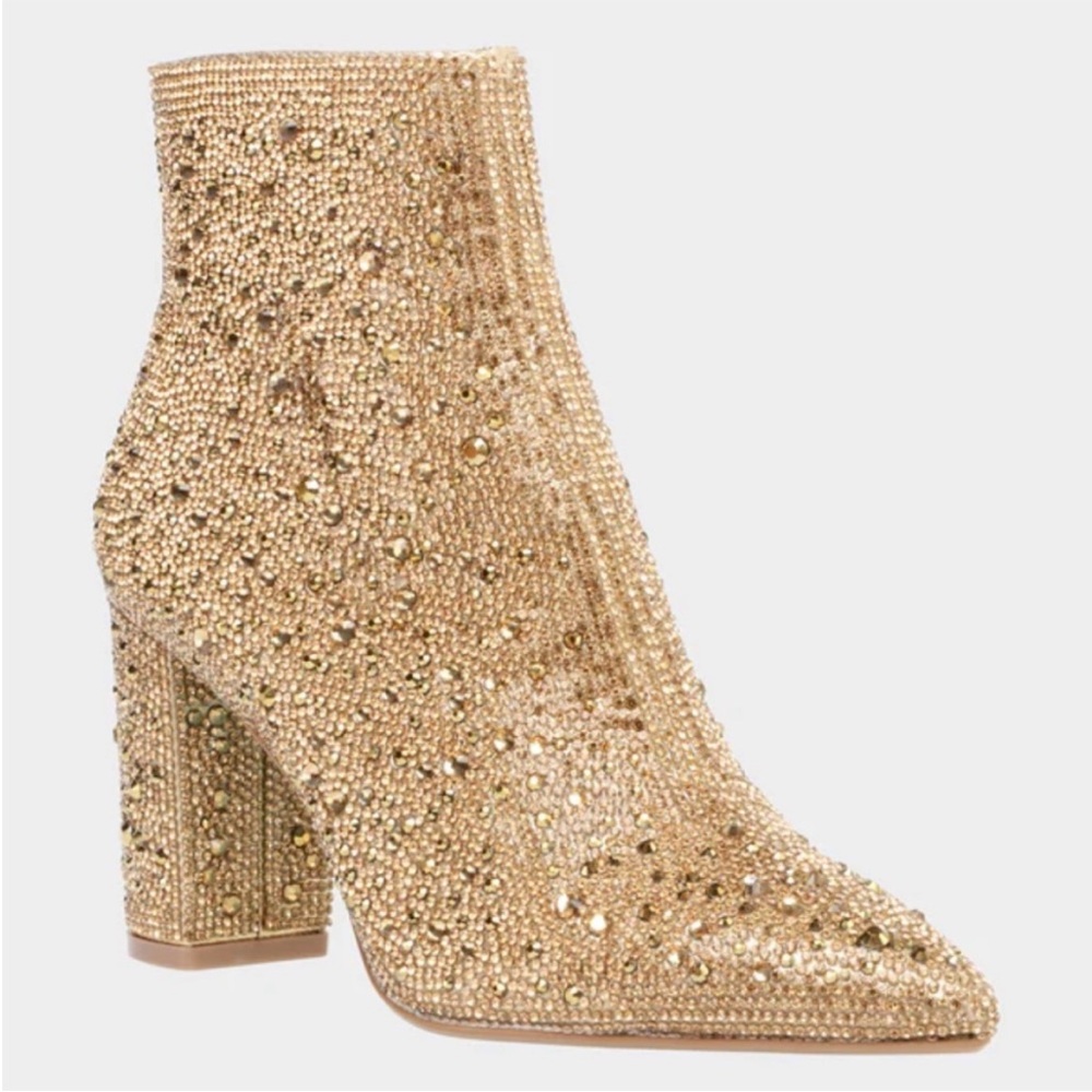Betsey Johnson Gold Heeled Boots with Sparkly Finish